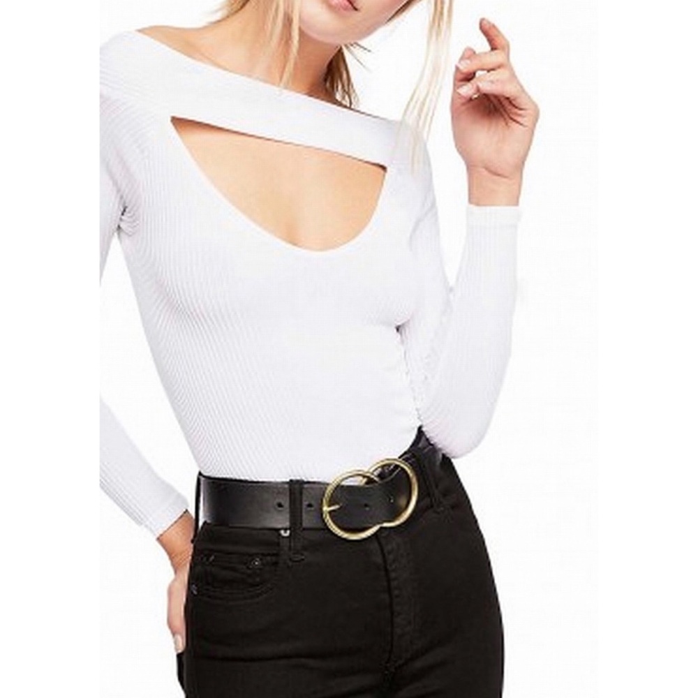 FP Ribbed Cutout Long Sleeve Top